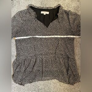 LOFT Black and White Patterned Blouse